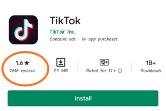 TikTok Rating 1.6 on Google Play Store