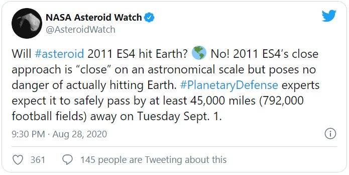 Nasa Asteroid Tweet